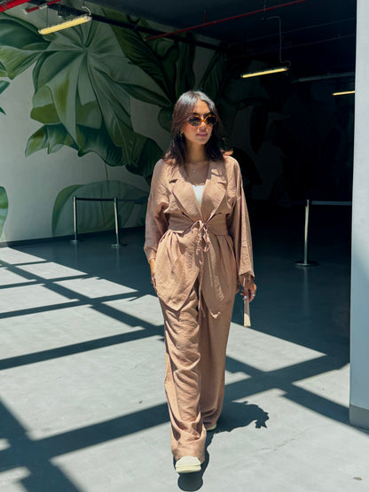 co-ord Linen Mocha Set