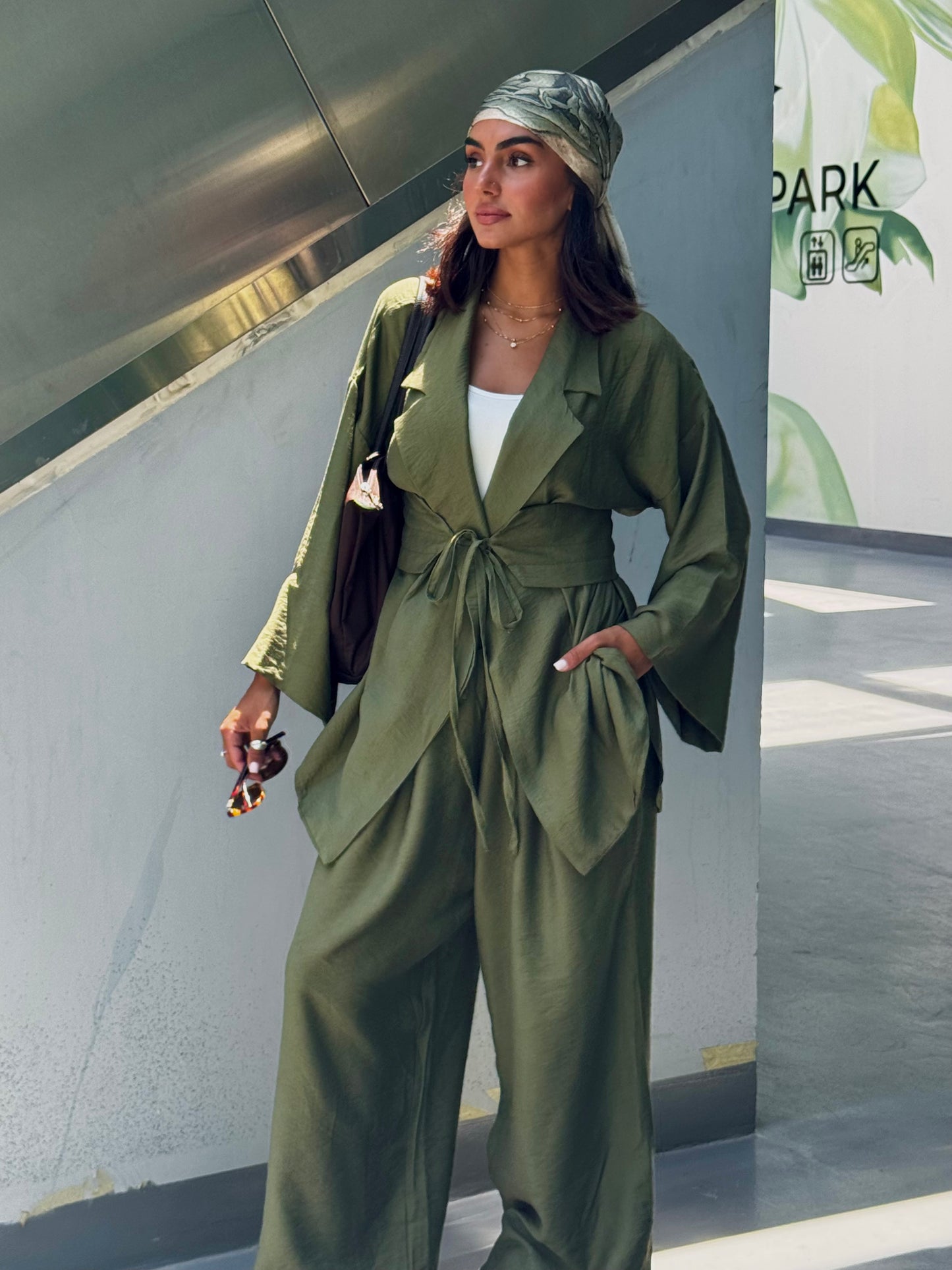 co-ord Linen Olive green  Set
