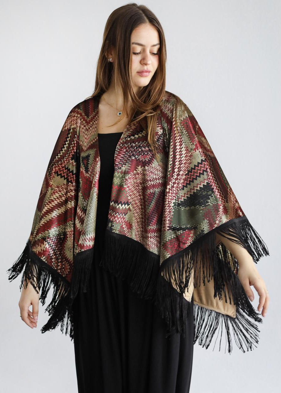 Geometric green Velvet Shawl