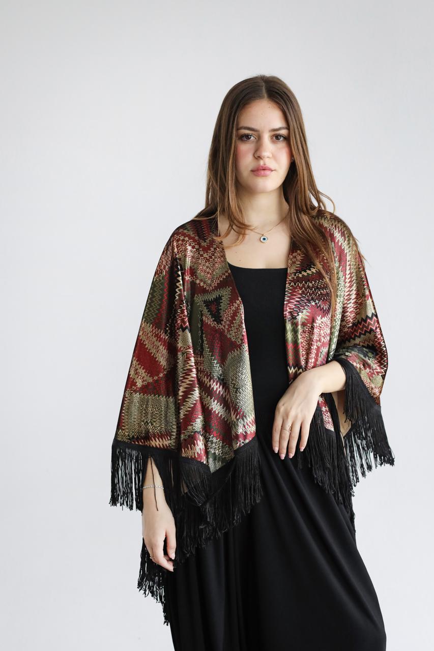 Geometric green Velvet Shawl
