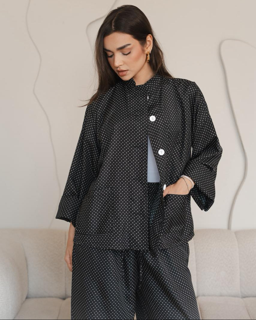 Orchid Polka Black Set