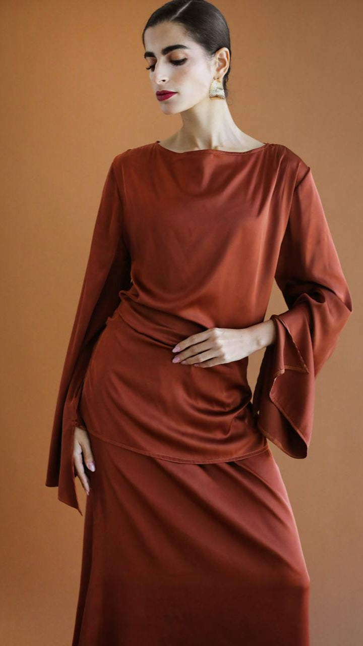 Galaxy Brown Satin Skirt