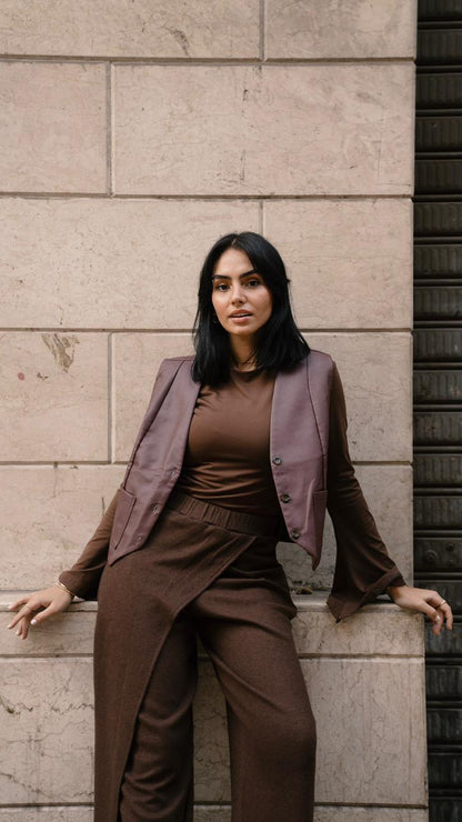 Leather Burgundy Vest Blazer