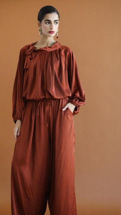 Satin Brown Palazzo Pants