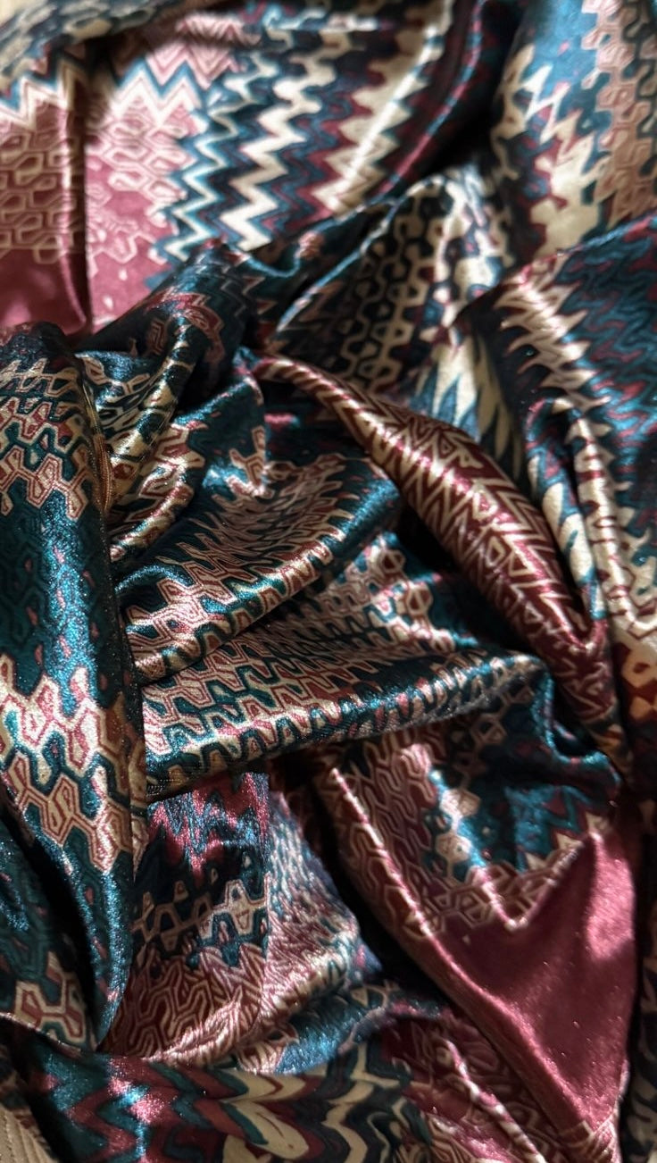 Geometric green Velvet Shawl