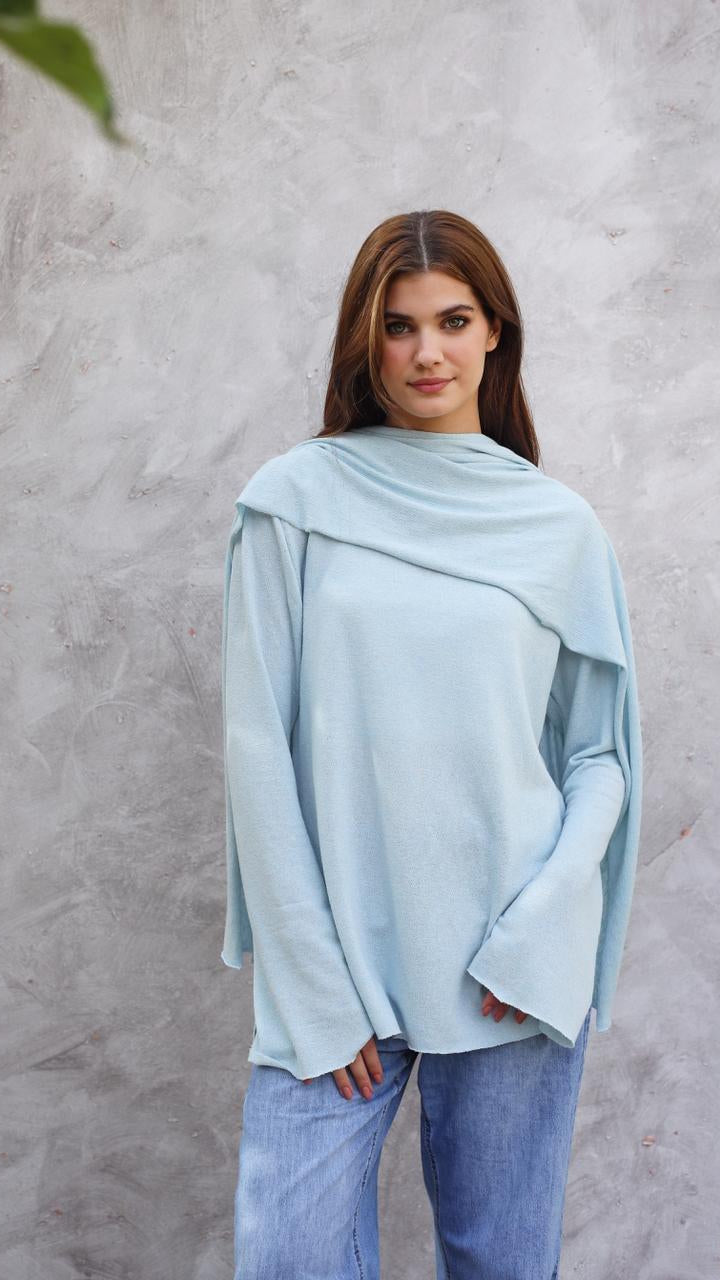 The Knit Duo Baby blue Top
