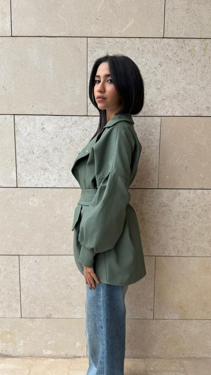 Leather Olive green Shacket