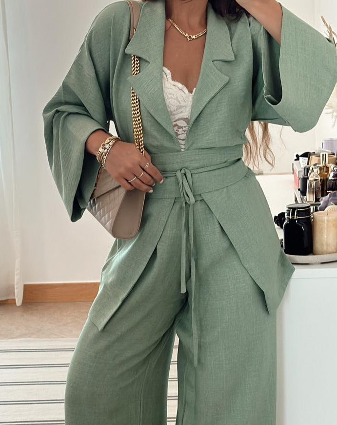 co-ord Linen Sage green Set