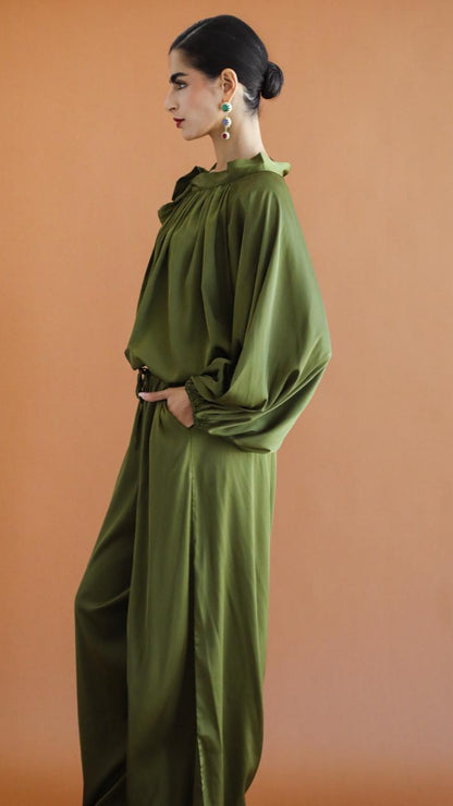 Galaxy Satin Olive green pants