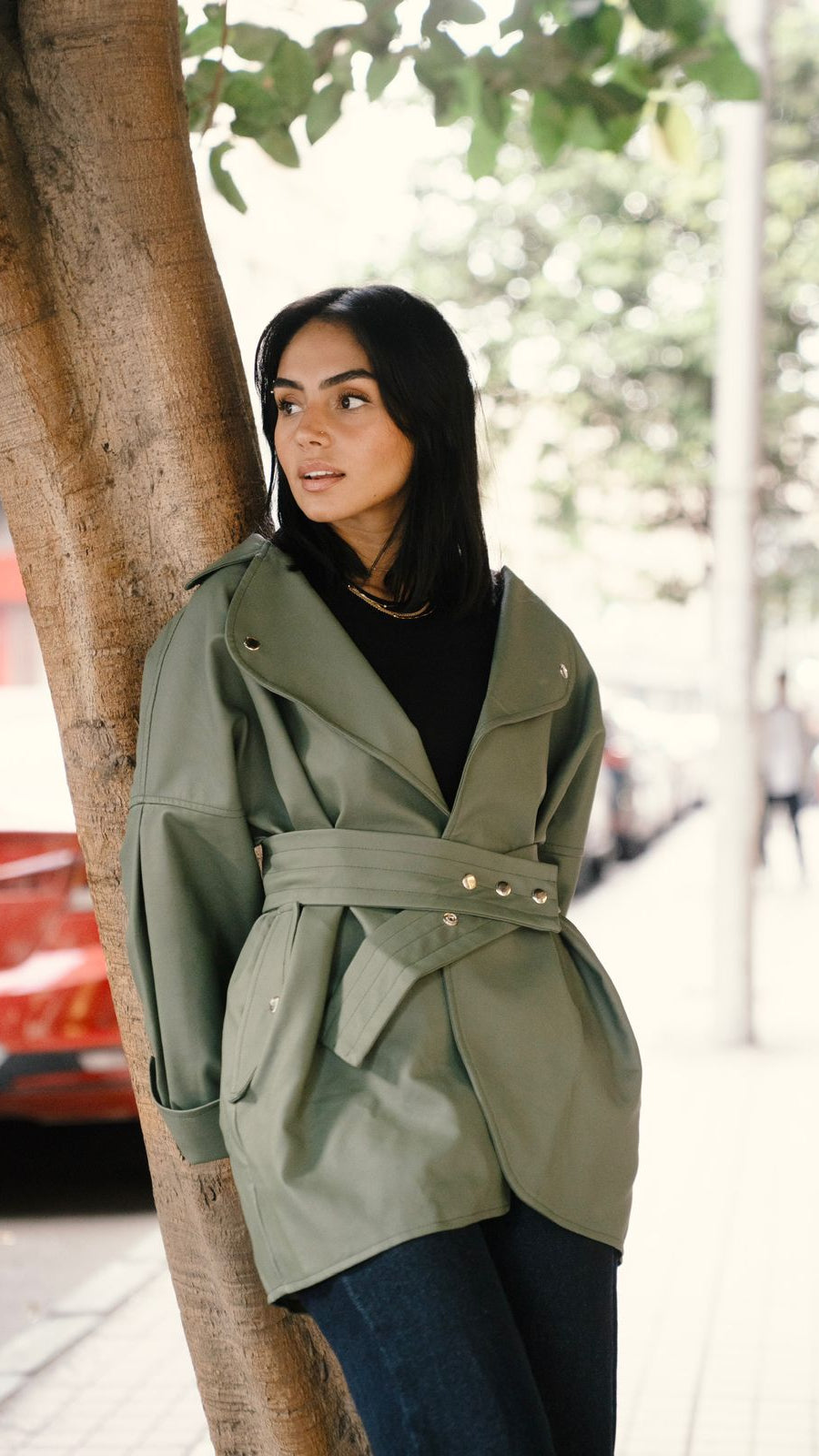 Leather Olive green Shacket