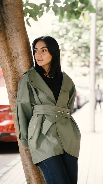 Leather Olive green Shacket