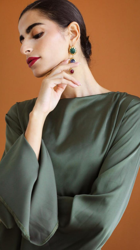 Galaxy Criss Cross Dark green Blouse