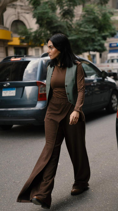 Leather Olive green Vest Blazer