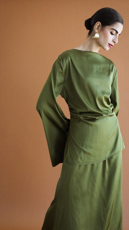 Galaxy Criss Cross Olive Green Blouse