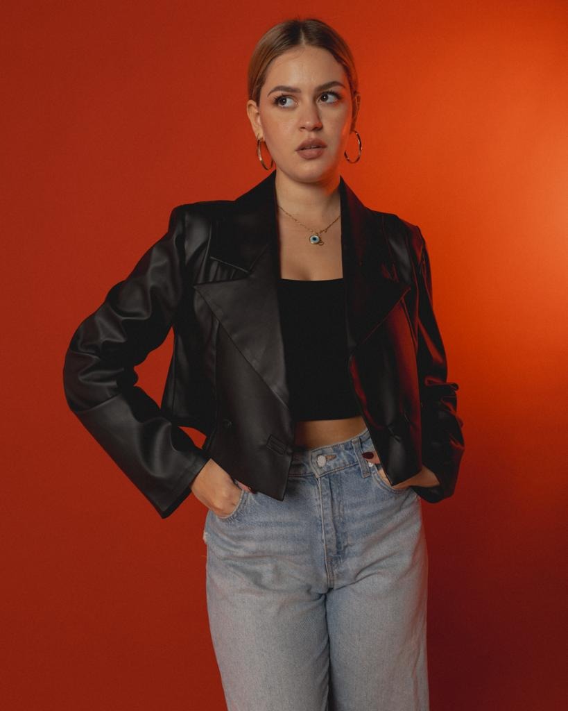 Cropped Leather Blazer