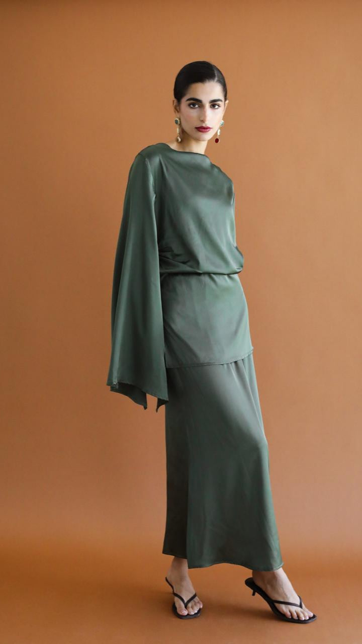Galaxy Criss Cross Dark green Blouse