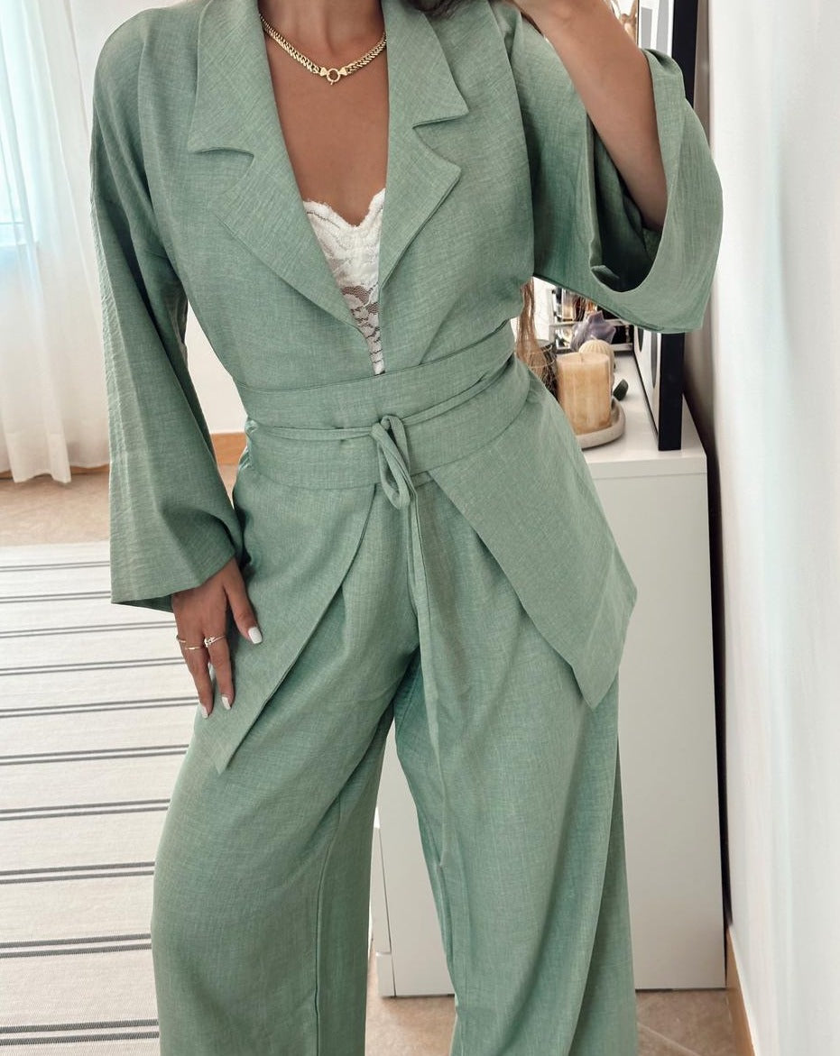 co-ord Linen Sage green Set