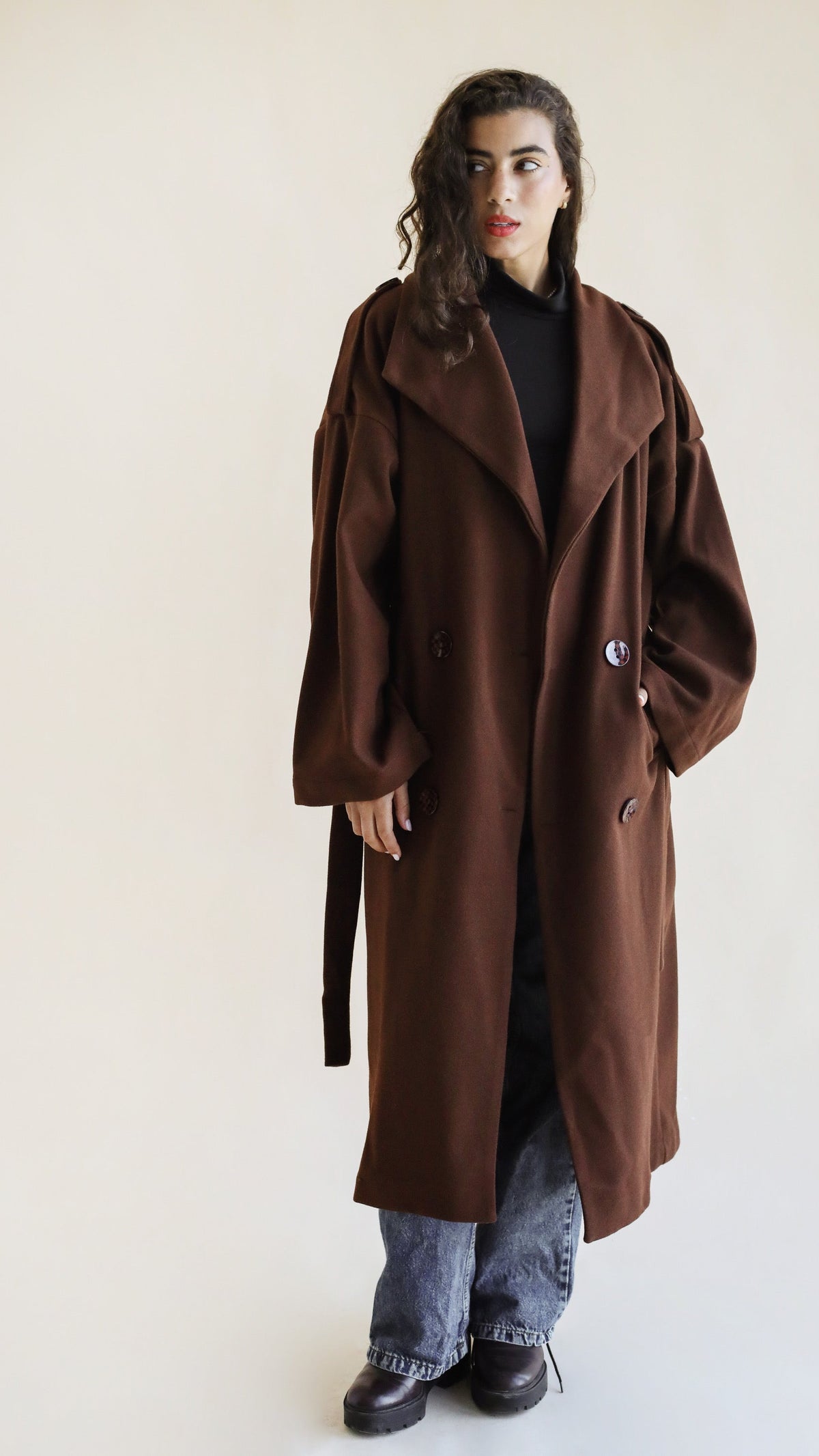 Cocoon Scarf Brown Coat