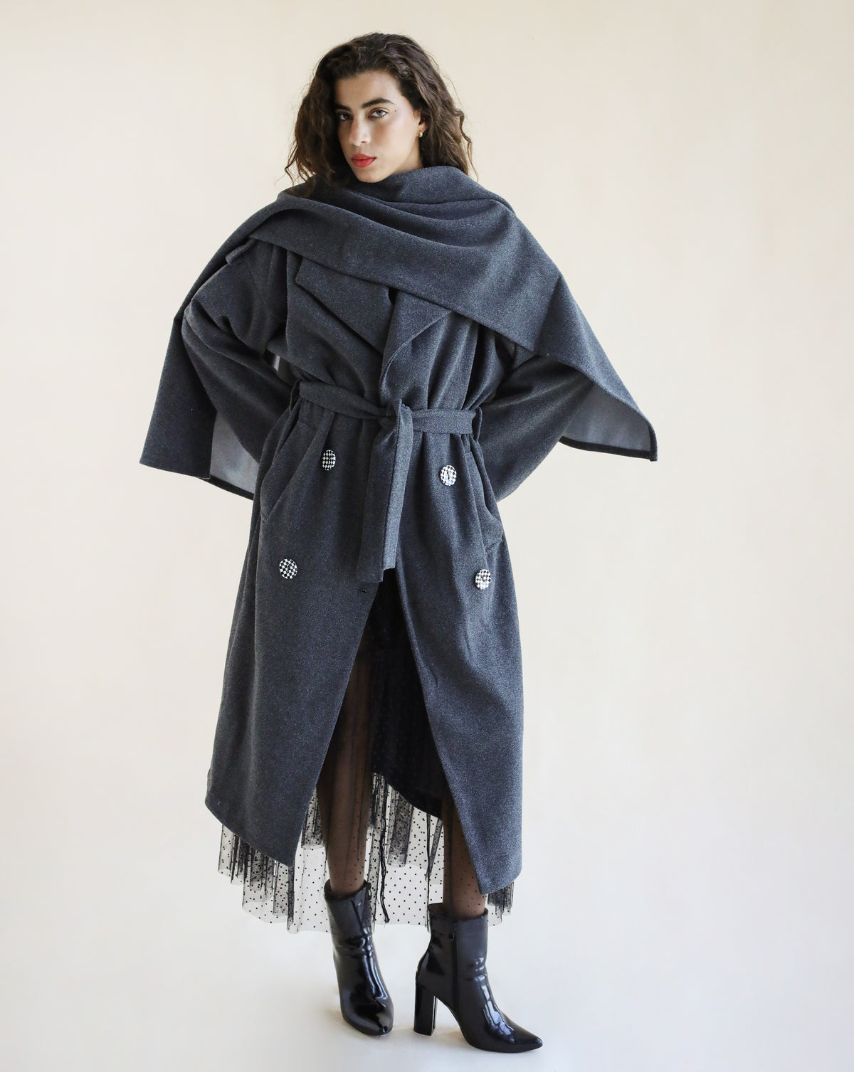 Cocoon Scarf Gray Coat