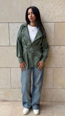 Leather Olive green Shacket