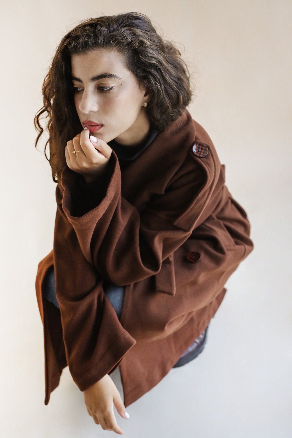 Cocoon Scarf Brown Coat