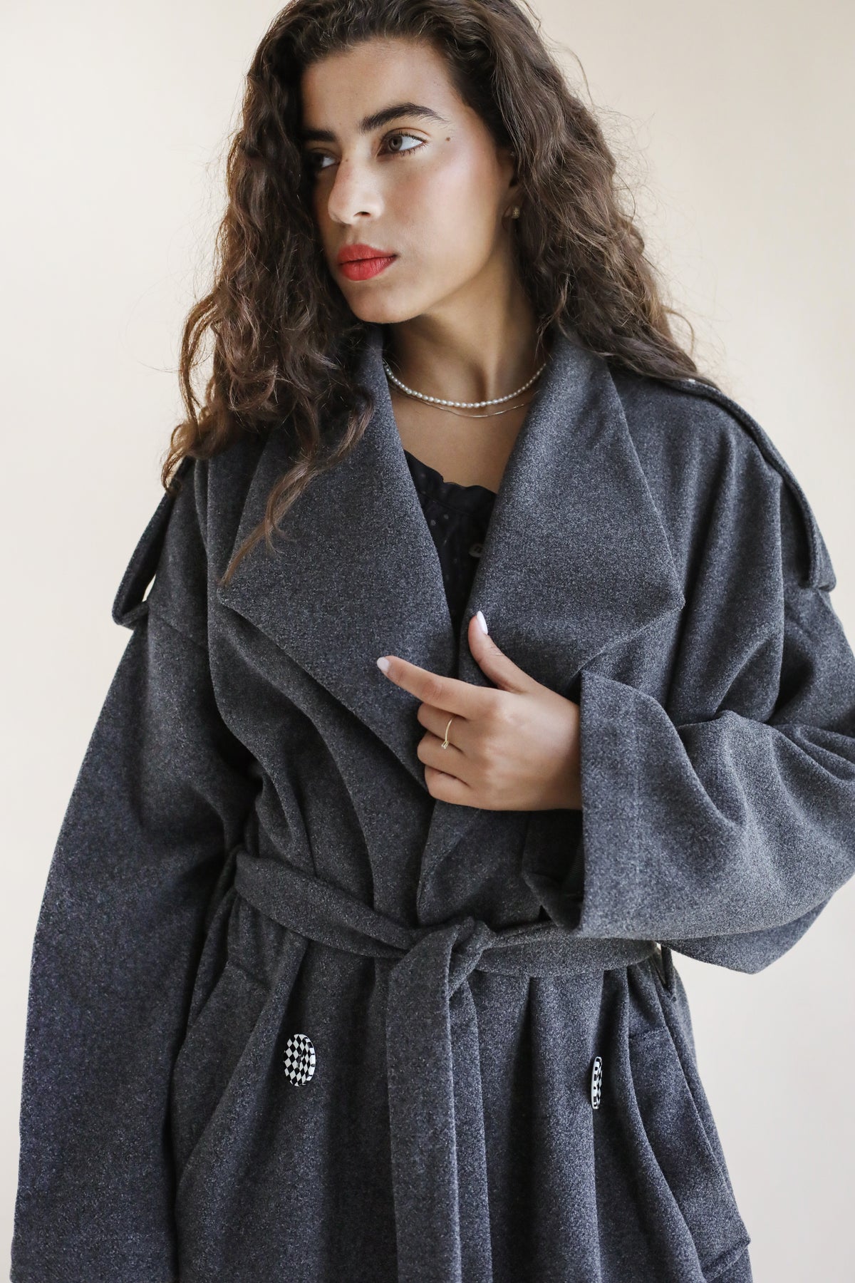 Cocoon Scarf Gray Coat