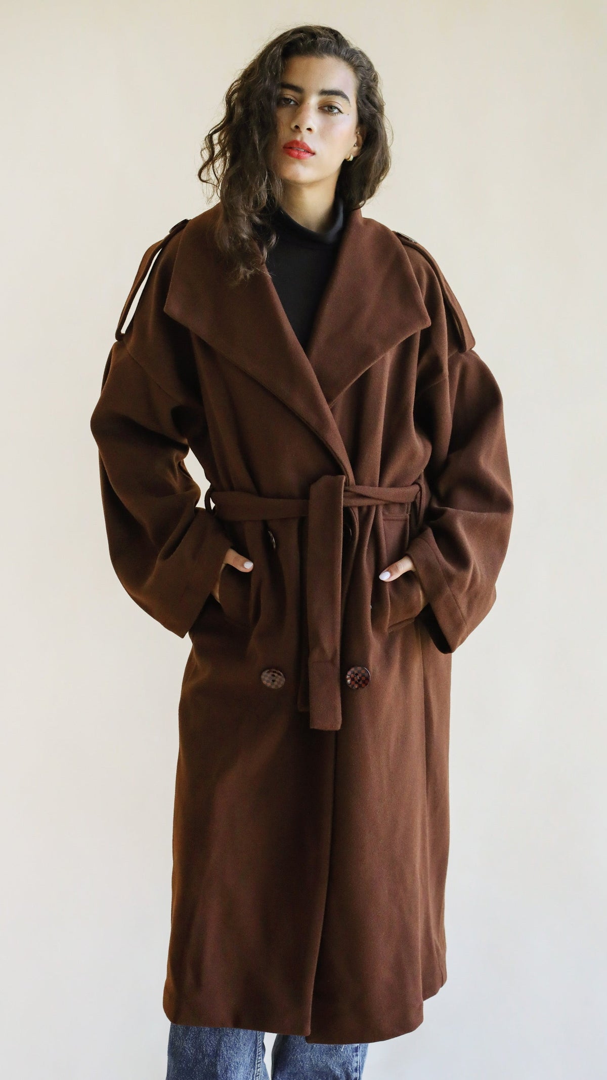 Cocoon Scarf Brown Coat