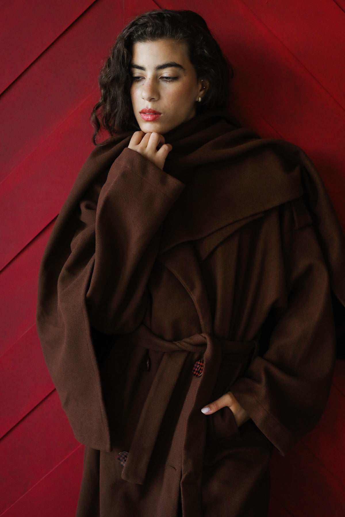 Cocoon Scarf Brown Coat